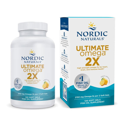 Nordic Naturals Ultimate Omega 2X – High-Potency Fish Oil | 2150 mg EPA & DHA | Lemon Flavor, 120 Softgels