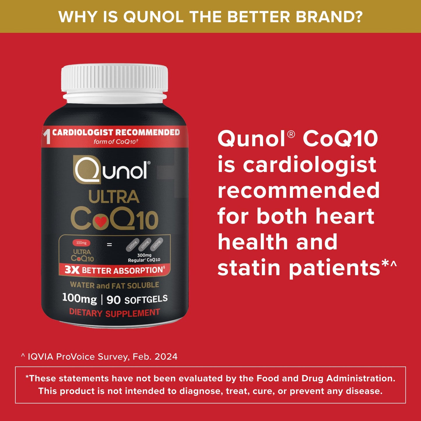 Qunol Ultra CoQ10 100mg Softgels- 3X Better Absorption Coenzyme Q10 Supplements - Antioxidant Supplement for Vascular and Heart Health & Energy Production - 5 Month Supply - 150 Count