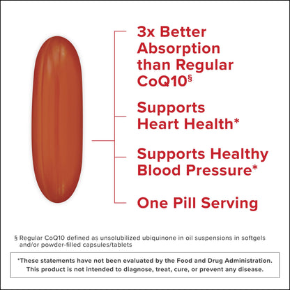 Qunol Ultra CoQ10 100mg Softgels- 3X Better Absorption Coenzyme Q10 Supplements - Antioxidant Supplement for Vascular and Heart Health & Energy Production - 5 Month Supply - 150 Count