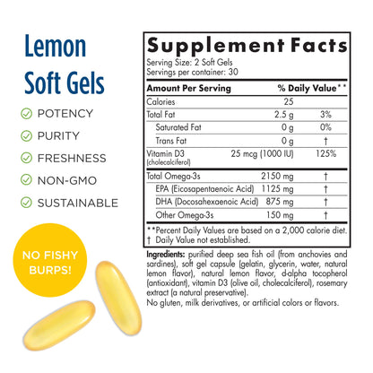 Nordic Naturals ProOmega 2000-D - Fish Oil, 1125 mg EPA, 875 mg DHA, 1000 IU Vitamin D3, Cardiovascular, Neurological, Eye, and Immune Health, Lemon Flavor