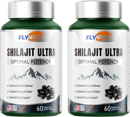 Shilajit for Men Women, Shilajit with Naturally Fulvic Acid & L-Arginine, Himalayan Shilajits for Extra Power, Stamina & Immune Support, Non-GMO, Made in USA, 60 Capsules, 1,300mg Per Serving